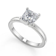 Anaya Milgrain Solitaire Princess Cut Diamond Engagement Ring - Nivetta
